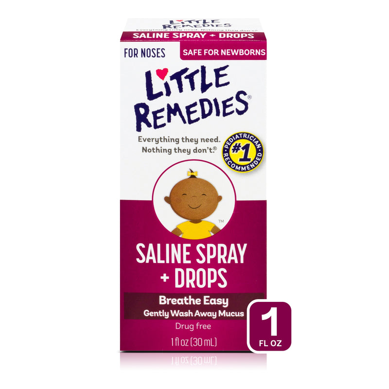 Little Remedies Little Remedies for Noses Saline Spray and Drops, Drug-Free Nose Relief - 1 fl oz Baby & Toddler White Smoke