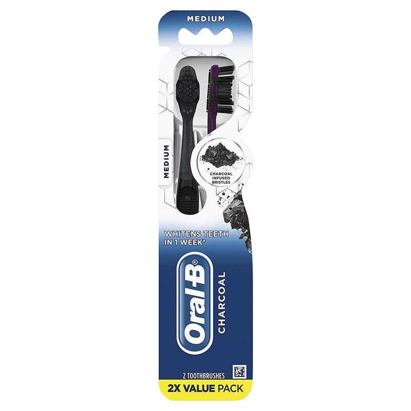Oral-B Oral-B Advanced Whitening Charcoal Medium Toothbrushes Value Pack 2 Each Toothbrushes