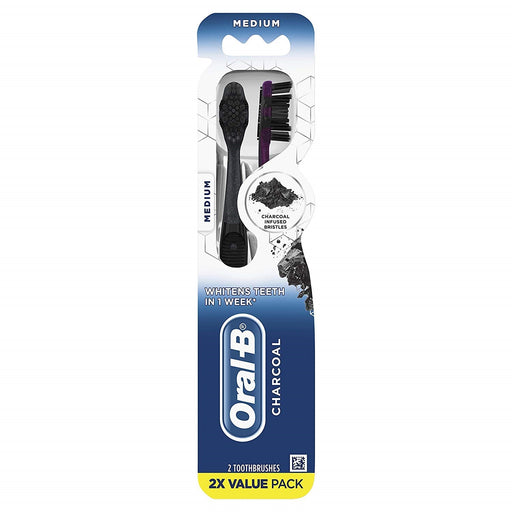 Oral-B Oral-B Advanced Whitening Charcoal Medium Toothbrushes Value Pack 2 Each Toothbrushes