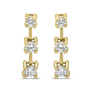 Bids.com 14K Yellow Gold 1/2 Cttw Round Diamond 3 Stone Graduated Linear Drop Past, Present and Future Stud Earrings (H-I Color, SI1-SI2 Clarity) Earrings