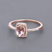 Bids.com 0.82 Carat Genuine Morganite and White Diamond 14K Rose Gold Ring Rings