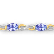 Bids.com 1.81 Carat Genuine Tanzanite and White Topaz .925 Sterling Silver Bracelet Bracelets