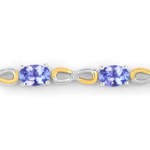 Bids.com 1.81 Carat Genuine Tanzanite and White Topaz .925 Sterling Silver Bracelet Bracelets