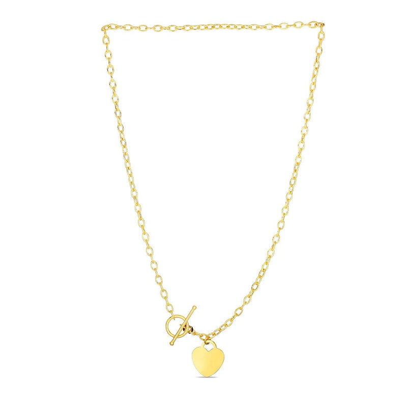 Bids.com Toggle Necklace with Heart Charm in 14k Yellow Gold Necklaces