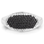 Bids.com 0.46 Carat Genuine Black Diamond and White Diamond .925 Sterling Silver Ring Rings
