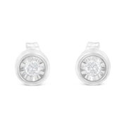 Bids.com .925 Sterling Silver 1/5 Cttw Round Brilliant-Cut Near Colorless Diamond Miracle-Set Bezel Barrel Style Stud Earrings (I-J Color, I2-I3 Clarity) Earrings