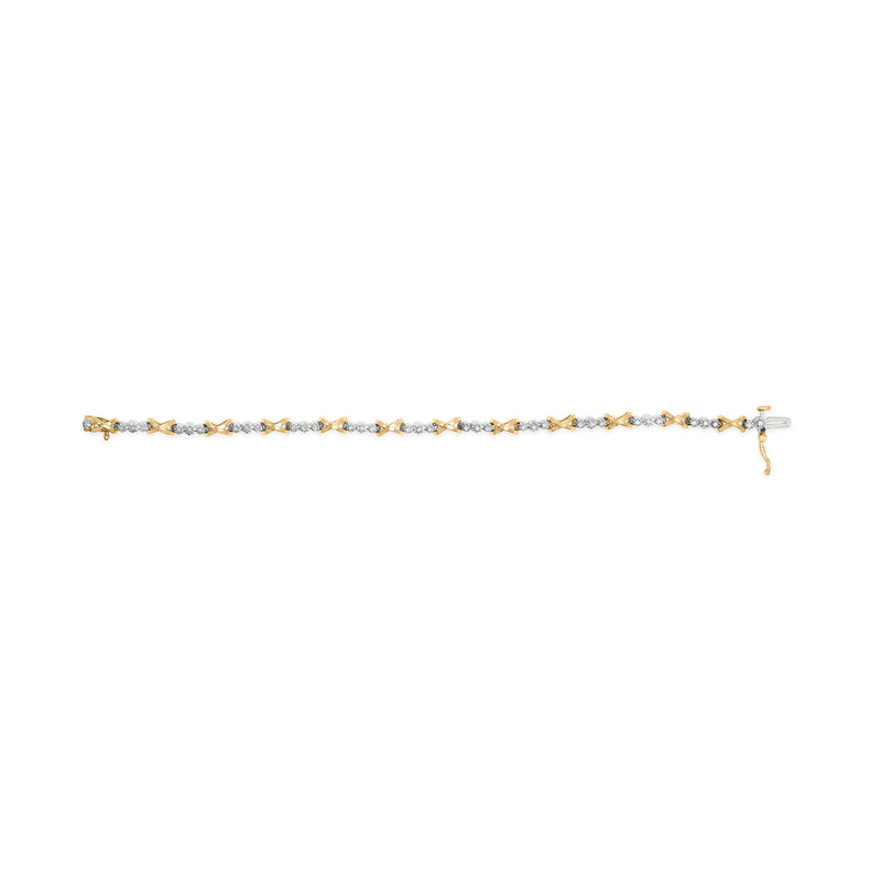 Bids.com 10K Two-Tone Gold 1/2 Cttw Diamond Alternating 3 Stone and X-Link 7" Bracelet (I-J Color, I2-I3 Clarity) Bracelets
