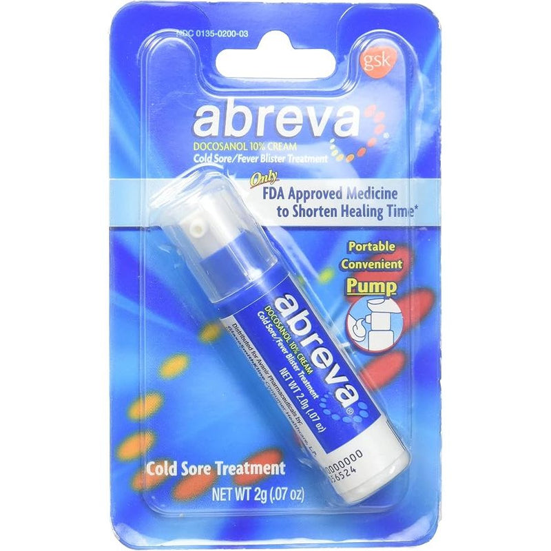 Abreva Abreva Cold Sore/Fever Blister Treatment, Pump 0.07 oz (2 g) (Abreva Pump) Medicine & Drugs Powder Blue