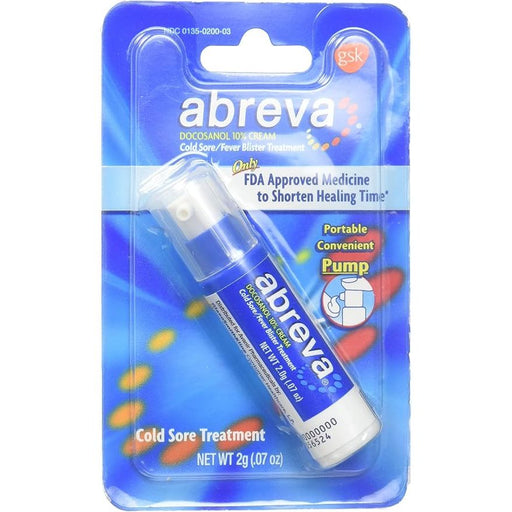Abreva Abreva Cold Sore/Fever Blister Treatment, Pump 0.07 oz (2 g) (Abreva Pump) Medicine & Drugs Powder Blue
