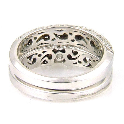 Bids.com .54ct Antique Style Engagement Ring Set 18KT White Gold Rings