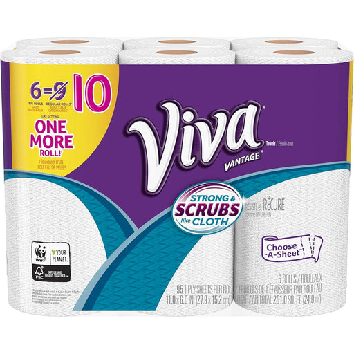 Viva Viva Vantage Choose-A-Sheet Paper Towels, White, Big Roll, 6 Count Paper Towels Lavender