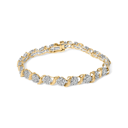 Bids.com 10K Yellow Gold 2.00 Cttw Round Cut Diamond 'S' Cluster Bracelet (J-K Color, I1-I2 Clarity) Bracelets