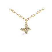 Bids.com 14KT Yellow Gold 1/2 Cttw Diamond Butterfly Station Paperclip Station Necklace (I-J Color, I1-I2 Clarity) - Adjustable 15"-17" Inches Necklaces