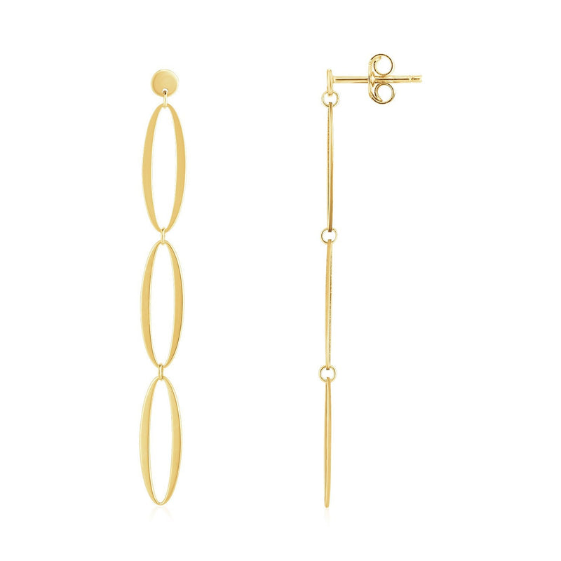 Bids.com 14K Yellow Gold Triple Oval Fancy Drop Earrings Earrings