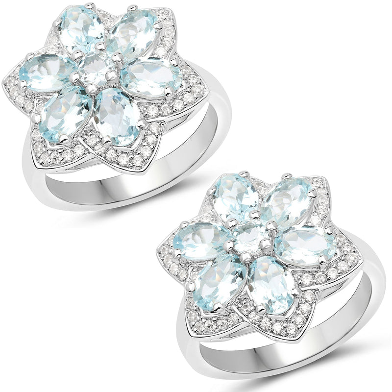 Bids.com 2.88 Carat Genuine Aquamarine .925 Sterling Silver Ring Rings