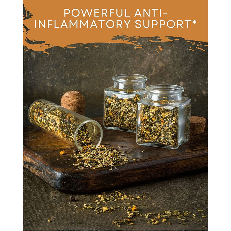 Gardenika Shop Anti-Inflammatory Loose Tea, Daily Comfort & Wellness Support - Ayurvedic Blend with Turmeric - Ginger & Cinnamon - Herbal & Caffeine-Free - Organic & Kosher Loose Leaf Tea