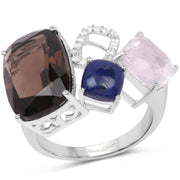 Bids.com 7.51 Carat Genuine Multi Stone .925 Sterling Silver Ring Rings
