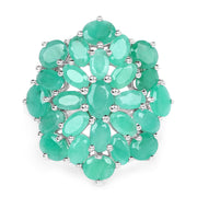 Bids.com 5.88 Carat Genuine Emerald .925 Sterling Silver Ring Rings