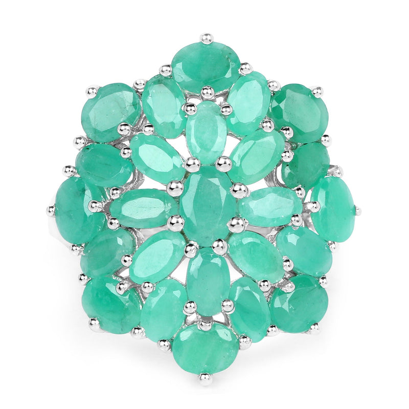 Bids.com 5.88 Carat Genuine Emerald .925 Sterling Silver Ring Rings