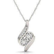 Bids.com 14k White Gold Two Stone Curved Style Diamond Pendant (3/4 cttw) Necklaces