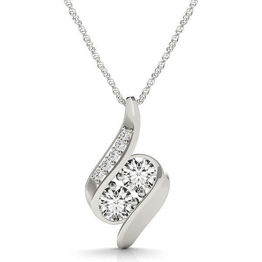 Bids.com 14k White Gold Two Stone Curved Style Diamond Pendant (3/4 cttw) Necklaces