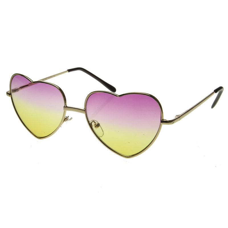 zeroUV Cute Metal Heart Shape Rainbow Color Lens Sunglasses 9205 Sunglasses