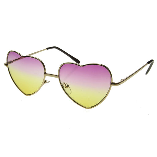 zeroUV Cute Metal Heart Shape Rainbow Color Lens Sunglasses 9205 Sunglasses