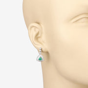 Bids.com 1.39 Carat Genuine Zambian Emerald and White Diamond 14K White Gold Earrings Earrings