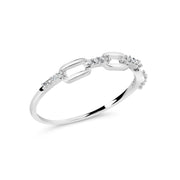 Bids.com .925 Sterling Silver Diamond Accent Paperclip Band Ring (I-J Color, I2-I3 Clarity) - Ring Size 6 Rings