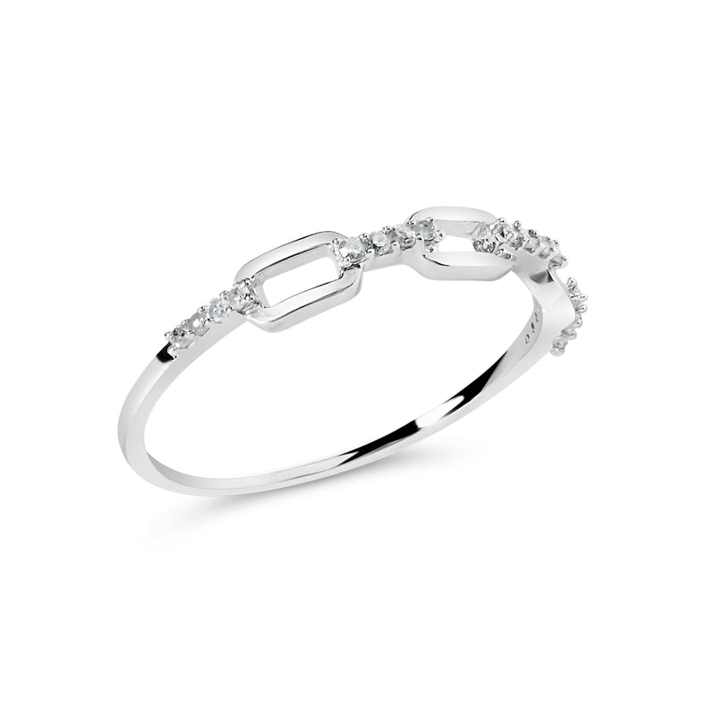 Bids.com .925 Sterling Silver Diamond Accent Paperclip Band Ring (I-J Color, I2-I3 Clarity) - Ring Size 6 Rings