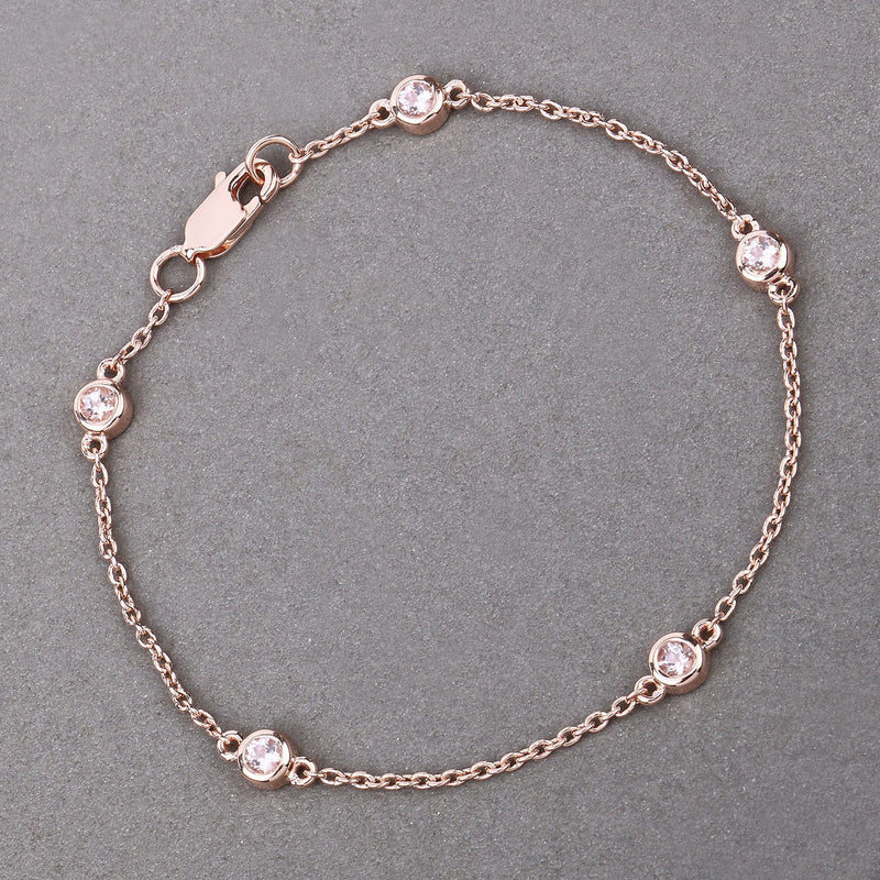 Bids.com 0.45 Carat Genuine Morganite .925 Sterling Silver Bracelet Bracelets