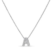 Bids.com 10K White Gold Diamond Accent "A" Initial Bubble Pendant Necklace Necklaces