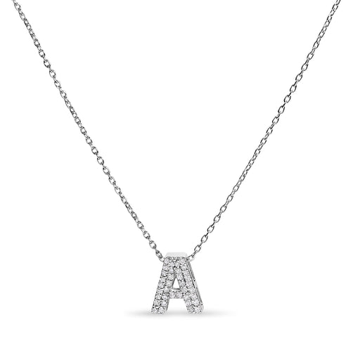 Bids.com 10K White Gold Diamond Accent "A" Initial Bubble Pendant Necklace Necklaces