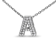 Bids.com 10K White Gold Diamond Accent "A" Initial Bubble Pendant Necklace Necklaces