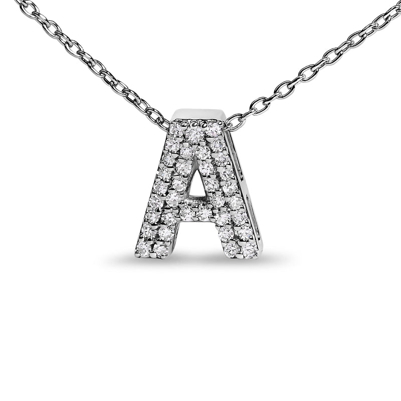 Bids.com 10K White Gold Diamond Accent "A" Initial Bubble Pendant Necklace Necklaces