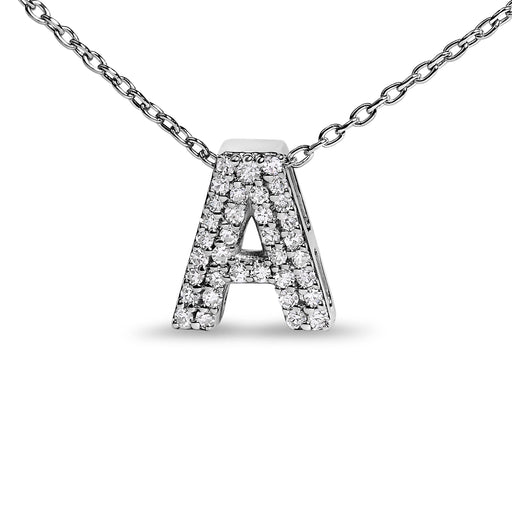Bids.com 10K White Gold Diamond Accent "A" Initial Bubble Pendant Necklace Necklaces