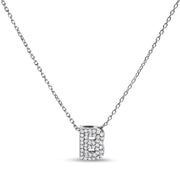Bids.com 10K White Gold Diamond Accent "A" Initial Bubble Pendant Necklace Necklaces