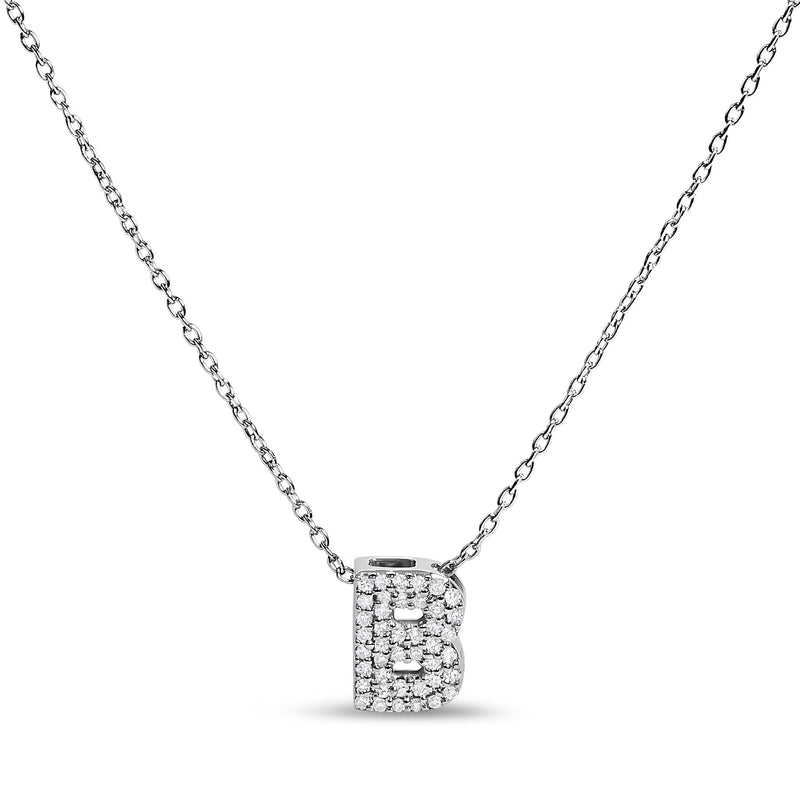 Bids.com 10K White Gold Diamond Accent "A" Initial Bubble Pendant Necklace Necklaces