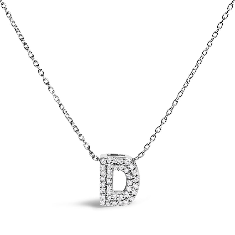 Bids.com 10K White Gold Diamond Accent "A" Initial Bubble Pendant Necklace Necklaces