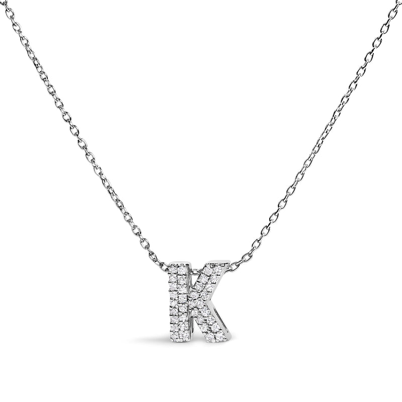 Bids.com 10K White Gold Diamond Accent "A" Initial Bubble Pendant Necklace Necklaces