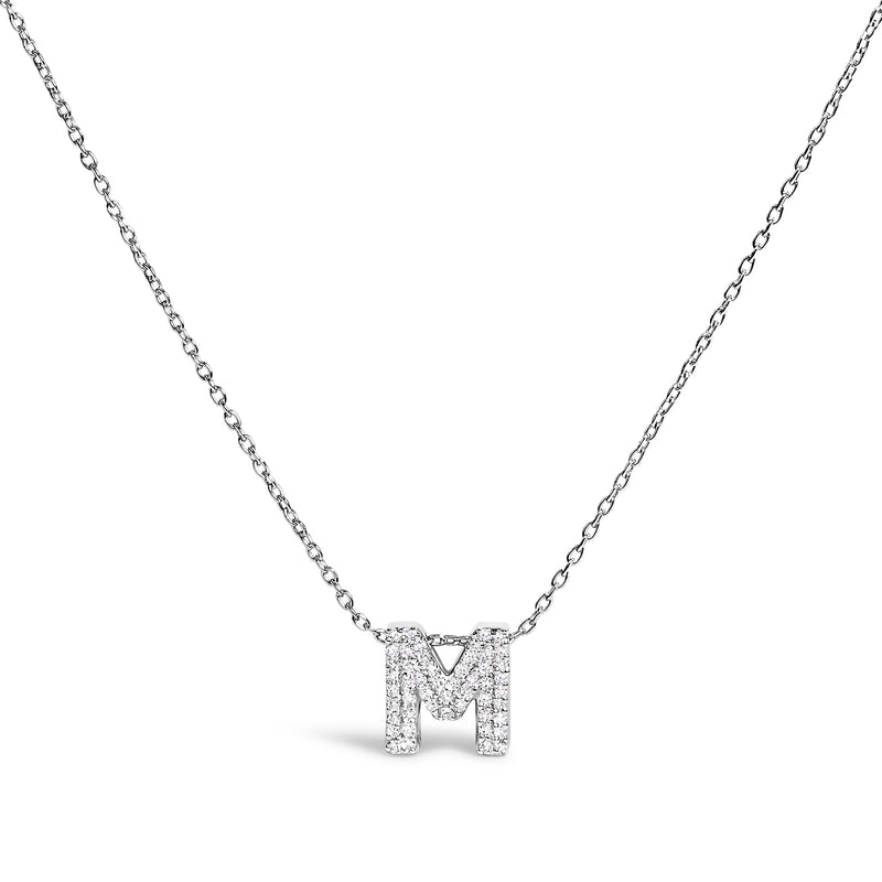 Bids.com 10K White Gold Diamond Accent "A" Initial Bubble Pendant Necklace Necklaces