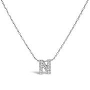 Bids.com 10K White Gold Diamond Accent "A" Initial Bubble Pendant Necklace Necklaces