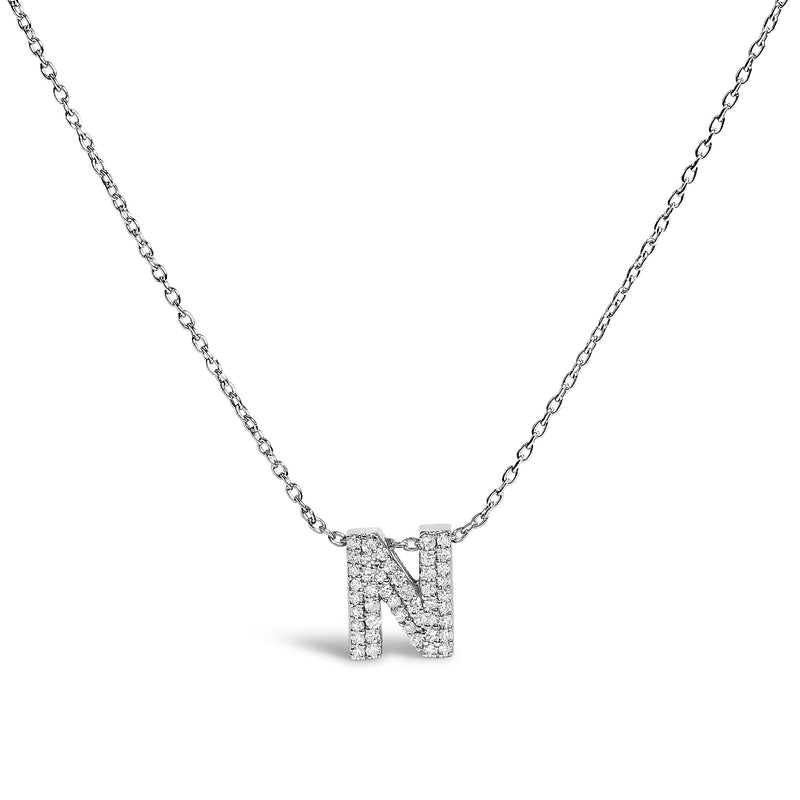 Bids.com 10K White Gold Diamond Accent "A" Initial Bubble Pendant Necklace Necklaces