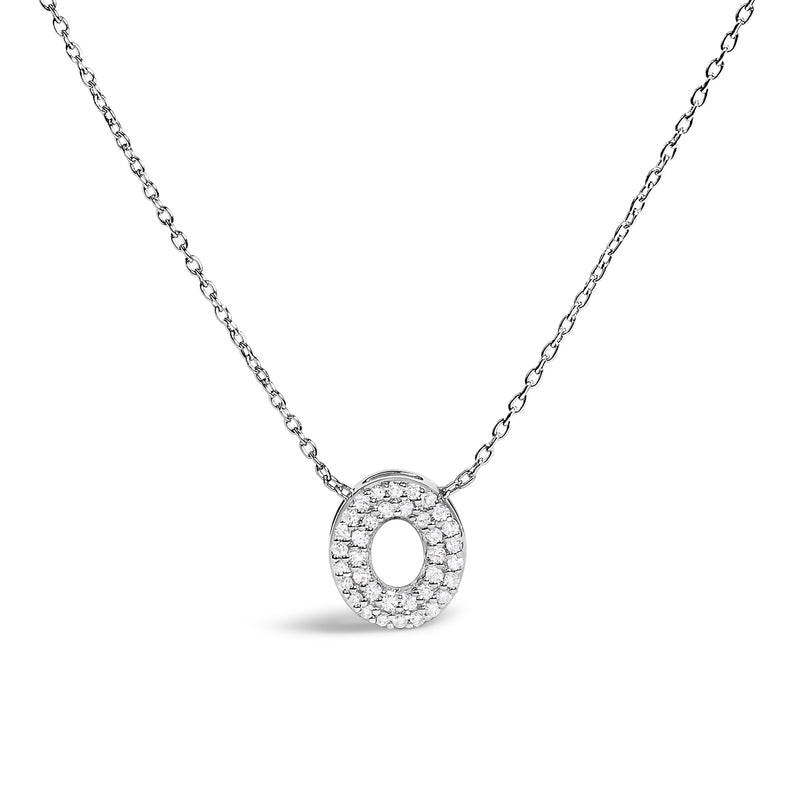 Bids.com 10K White Gold Diamond Accent "A" Initial Bubble Pendant Necklace Necklaces