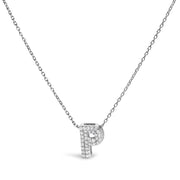 Bids.com 10K White Gold Diamond Accent "A" Initial Bubble Pendant Necklace Necklaces