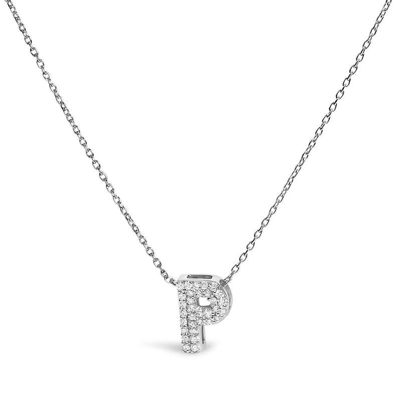 Bids.com 10K White Gold Diamond Accent "A" Initial Bubble Pendant Necklace Necklaces