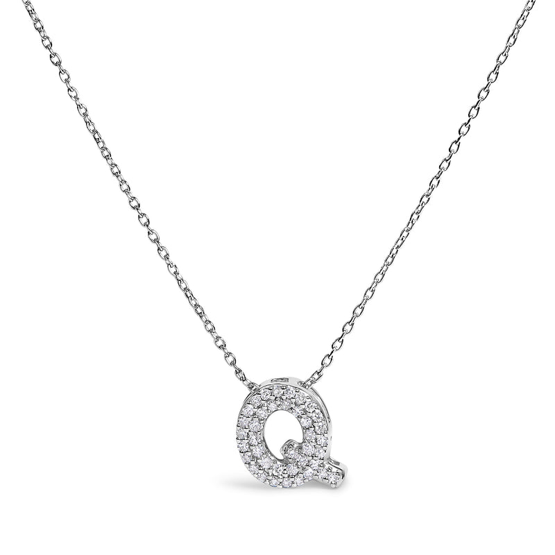 Bids.com 10K White Gold Diamond Accent "A" Initial Bubble Pendant Necklace Necklaces
