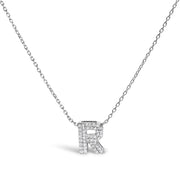 Bids.com 10K White Gold Diamond Accent "A" Initial Bubble Pendant Necklace Necklaces