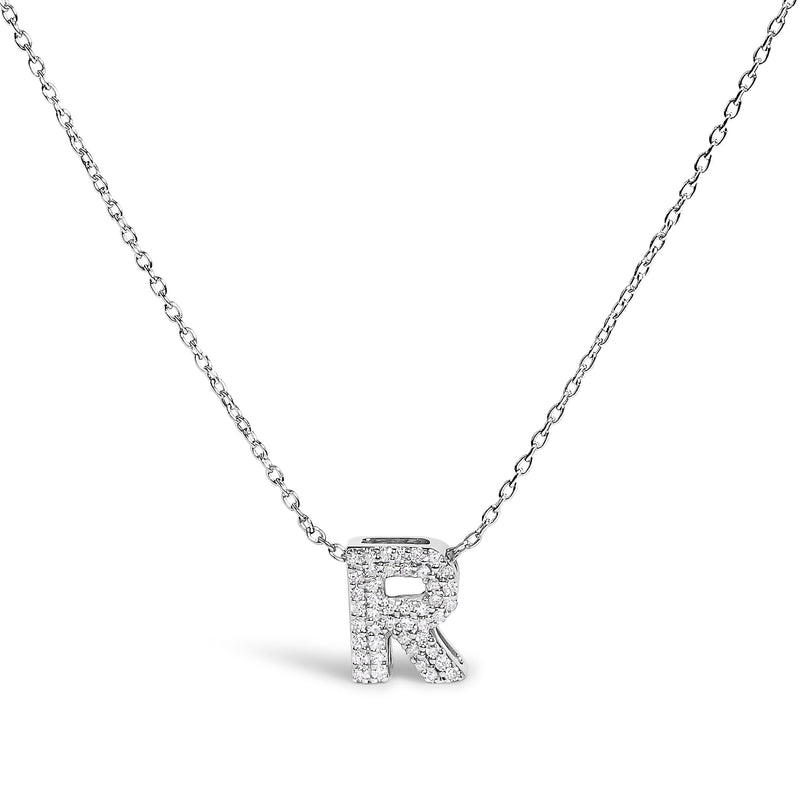 Bids.com 10K White Gold Diamond Accent "A" Initial Bubble Pendant Necklace Necklaces