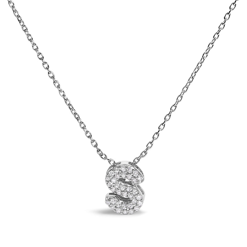 Bids.com 10K White Gold Diamond Accent "A" Initial Bubble Pendant Necklace Necklaces
